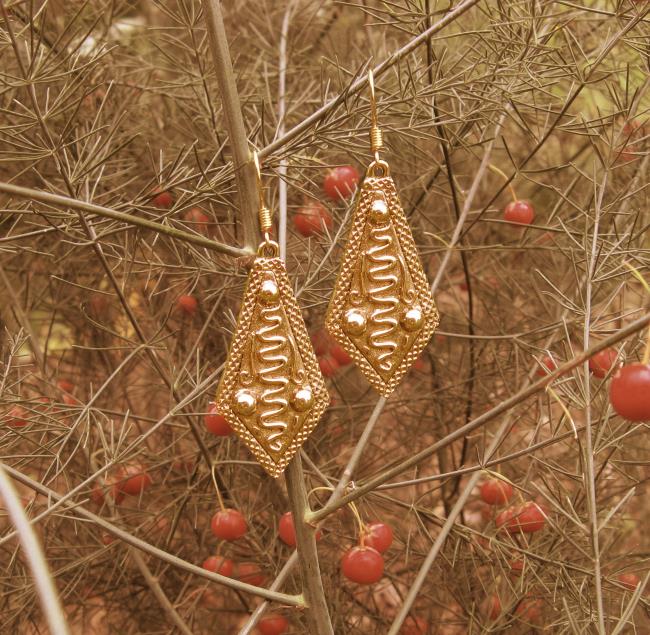 boucles d'oreilles géométriques en bronze jaune