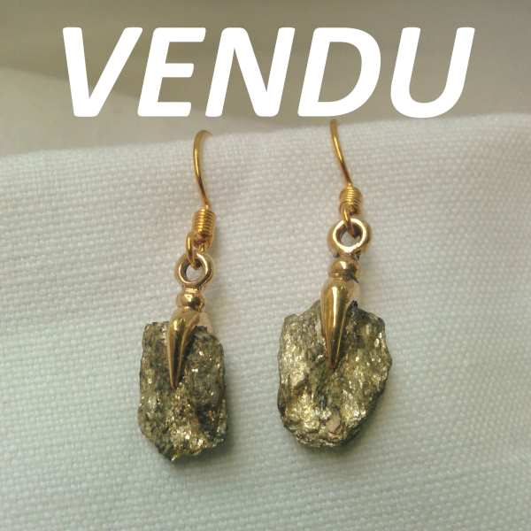 boucles d'oreilles bronze et pierre de mica