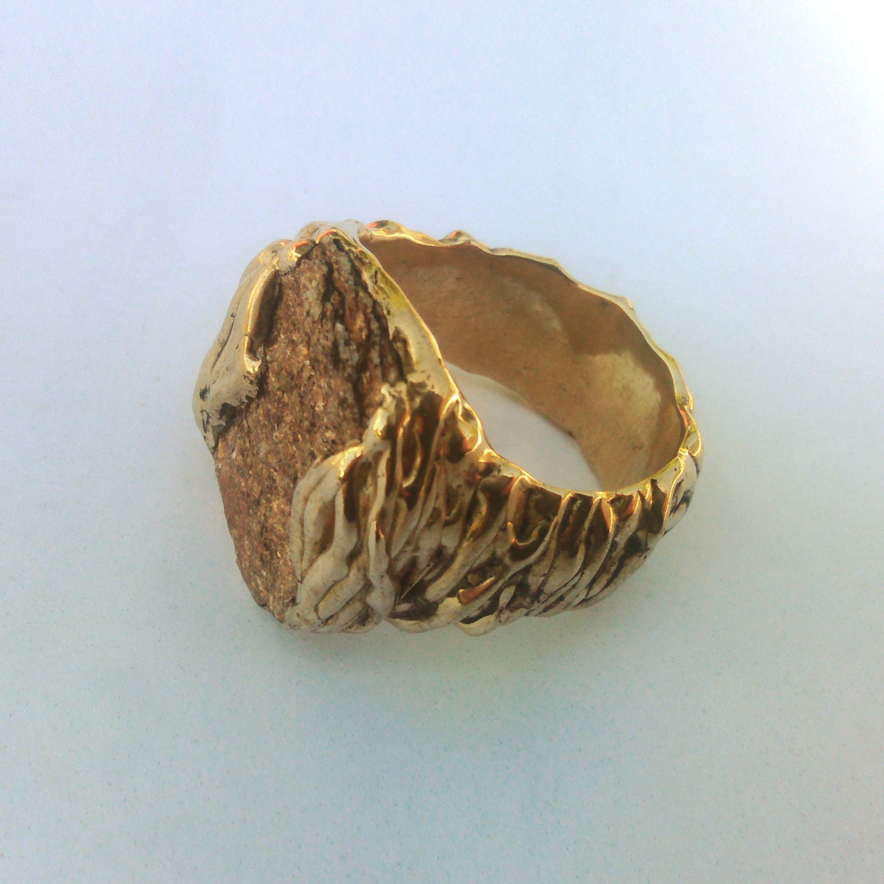 bague bronze et pierre de mica