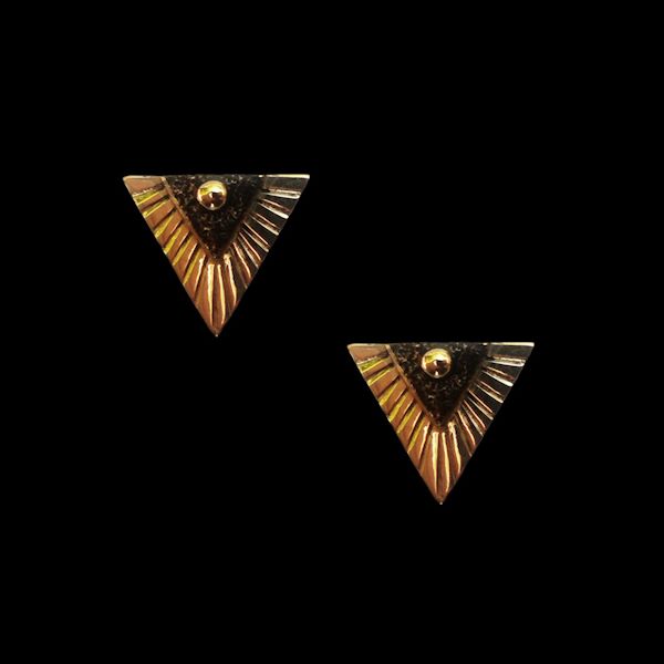 boucles d'oreilles triangulaires bronze jaune