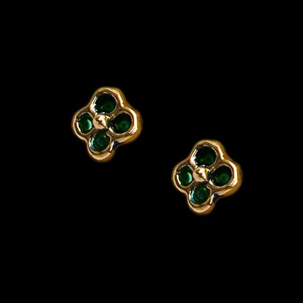 petites boucles d'oreilles trèfle coloré bronze jaune