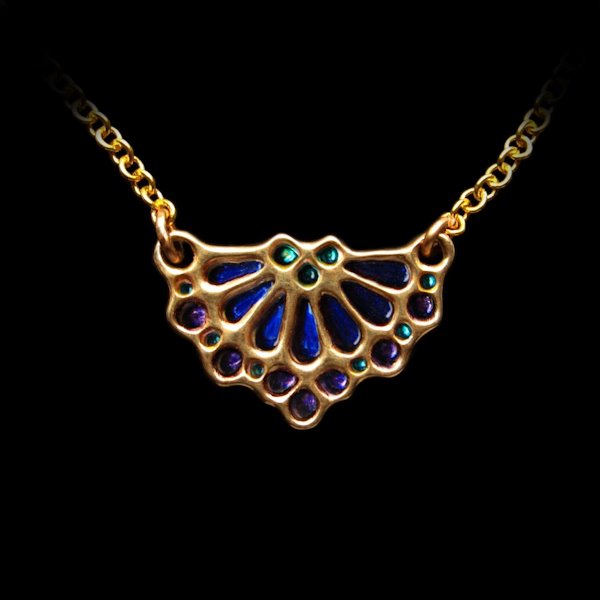 collier rosace colorée bronze jaune