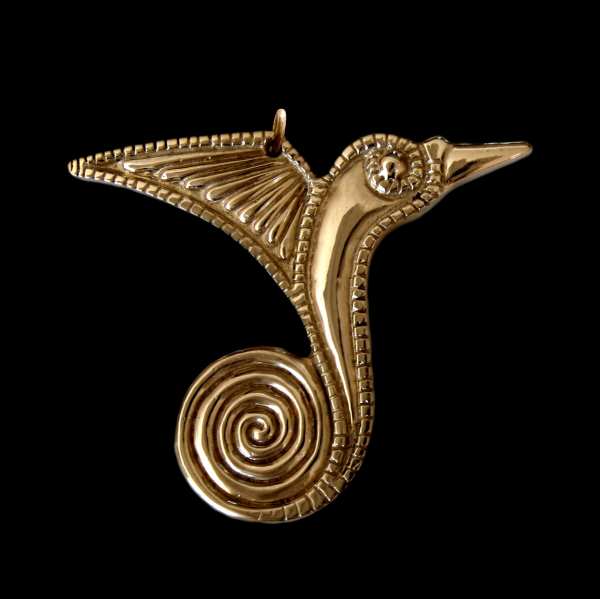 pendentif cygne bronze jaune